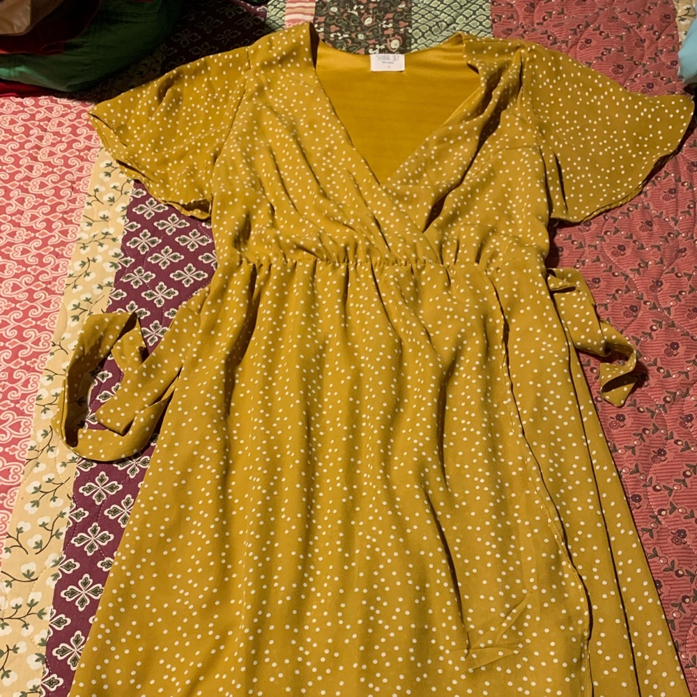 Mustard polka dot dress